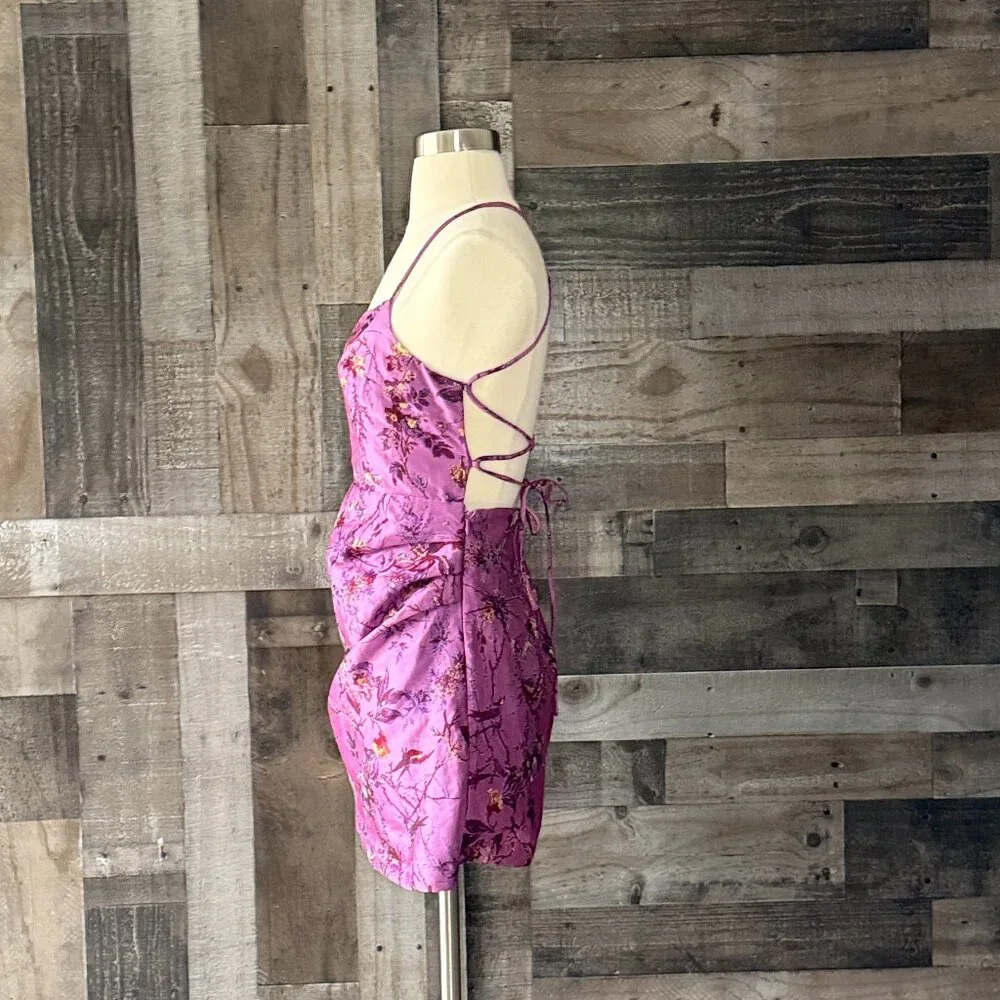 Urban Outfitters purple tapestry mini dress medium glam sparkly floral cocktail - Picture 5 of 10